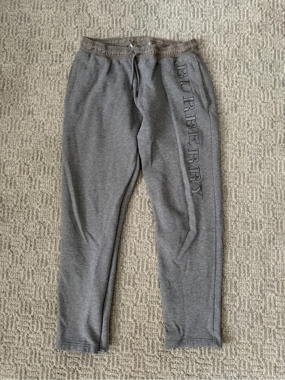 Burberry Grey Embossed Logo Joggers